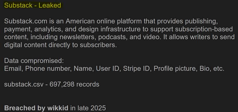 Data Leak-Substack Confirms Security Incident