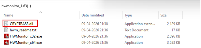 Fig : Extracted files contain malicious CRYPTBASE.DLL
