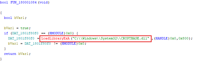Fig: Thread created to load clean cryptbase.dll