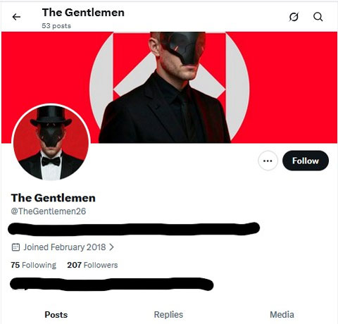 Figure 6 : The Gentlemen Raas X/Twitter account.